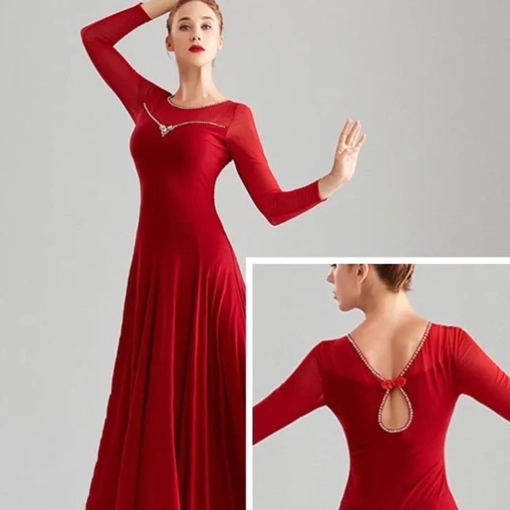Red Ballroom Dress / Dance Professional Competition Dress